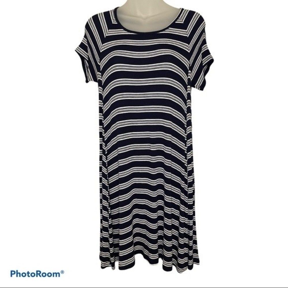 Old Navy Blue and White Striped Short Sleeved Dress Size Small